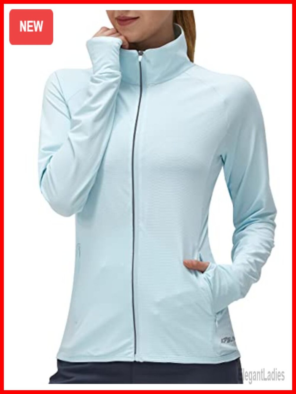 UPF 50+ Lightweight Full Zip Athletic Sun Protection Jacket Thumbholes Pockets
